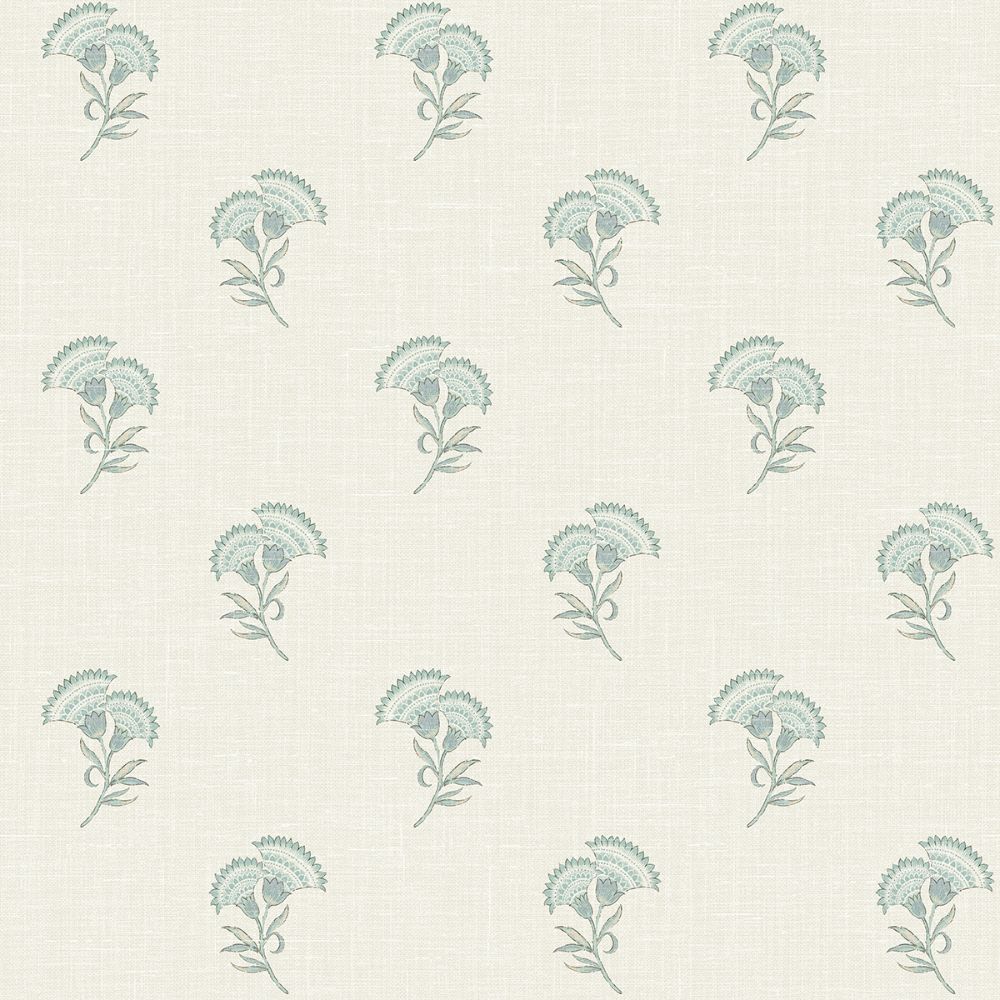 Seabrook Wallpaper FC60808 Lotus Branch Floral Wallpaper in Minty Meadow & French Grey
