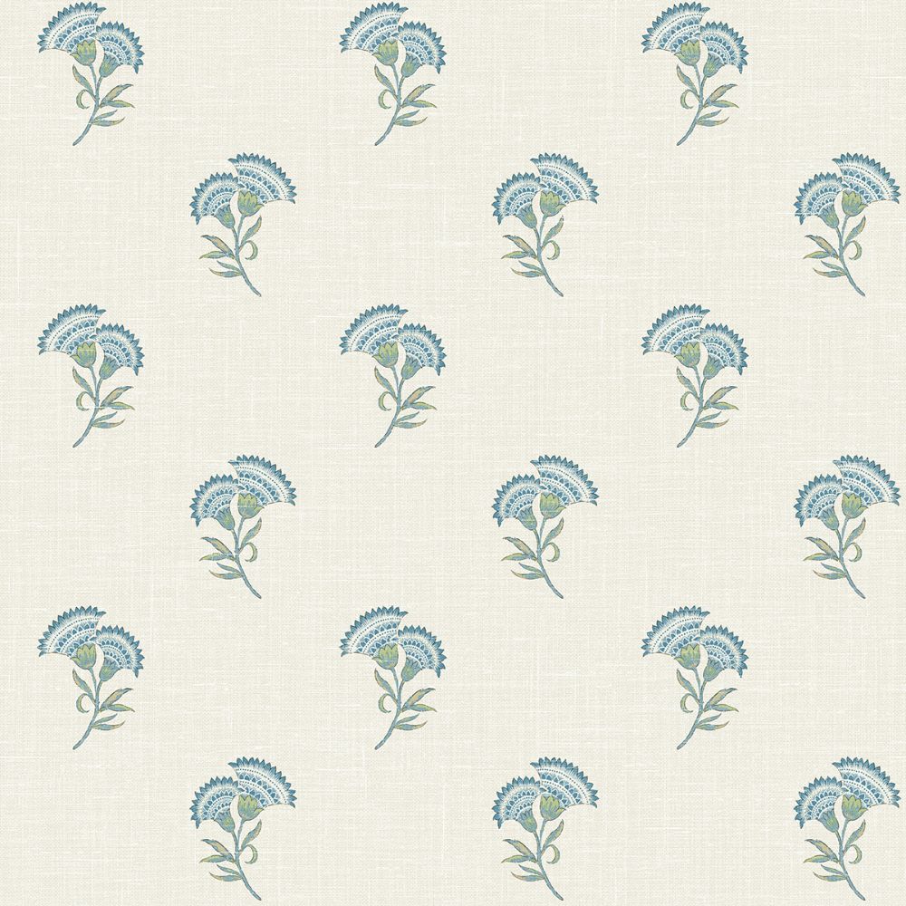 Seabrook Wallpaper FC60812 Lotus Branch Floral Wallpaper in Blue Bell & Herb