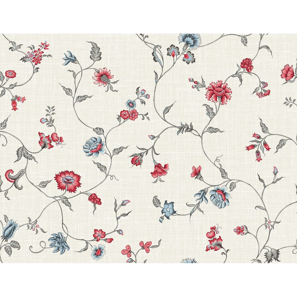 Seabrook Wallpaper FC61001 Florale Trail Wallpaper in Antique Ruby & French Blue