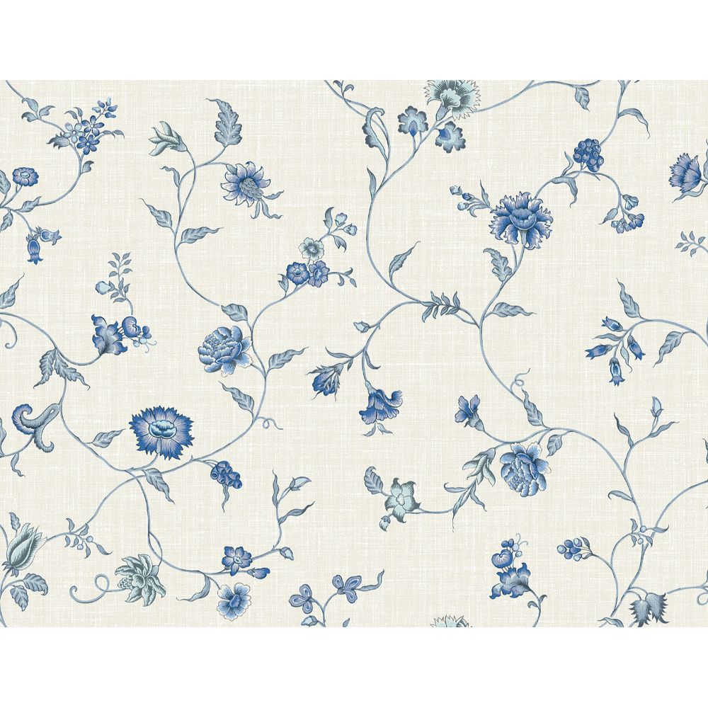 Seabrook Wallpaper FC61002 Florale Trail Wallpaper in French Blue