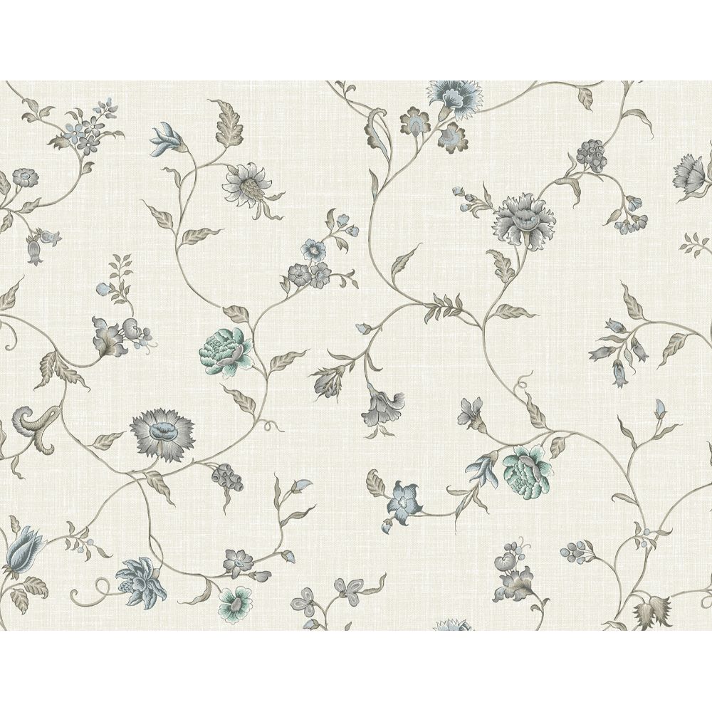 Seabrook Wallpaper FC61008 Florale Trail Wallpaper in Bisque Bleu & French 