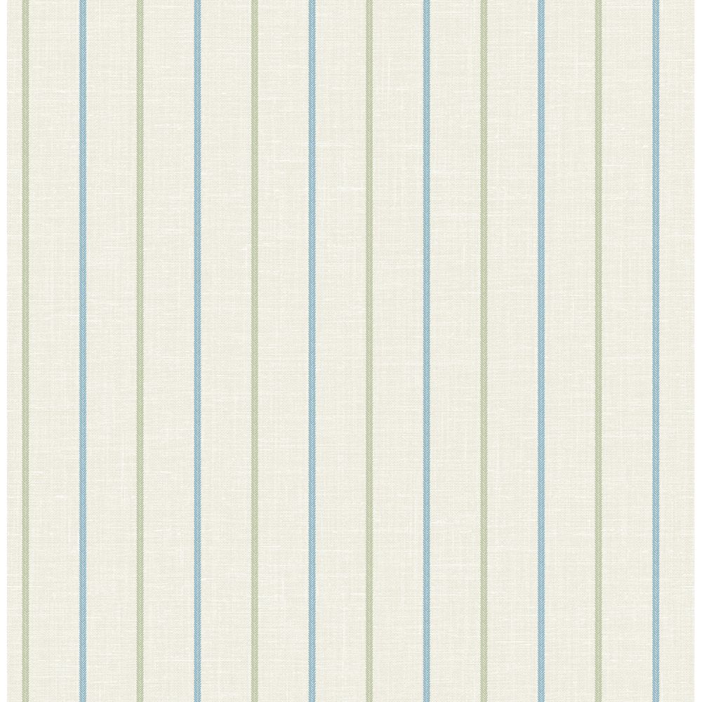 Seabrook Wallpaper FC62512 Andree Stripe Wallpaper in French Blue & Pomme