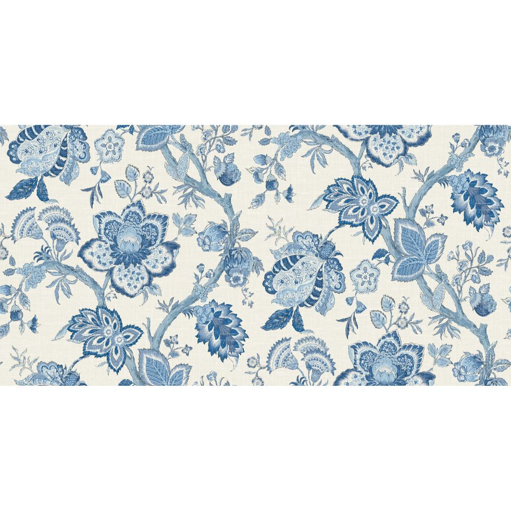 Seabrook Wallpaper FC62602F Bernadette Linen Fabric in French Blue