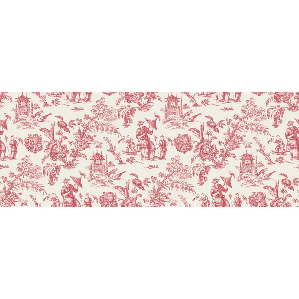 Seabrook Wallpaper FC62801F Chinoiserie Linen Fabric in Antique Ruby