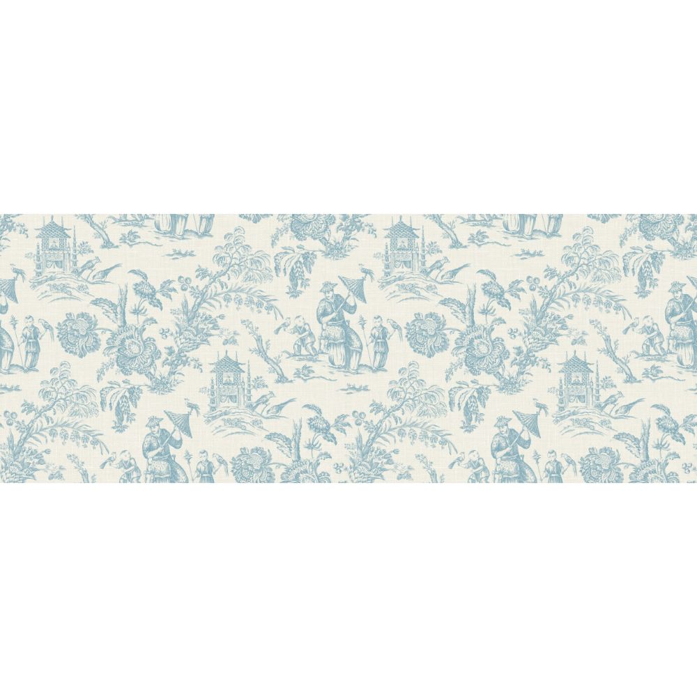 Seabrook Wallpaper FC62802F Chinoiserie Linen Fabric in Bleu Bisque