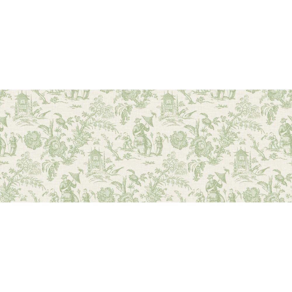 Seabrook Wallpaper FC62804F Chinoiserie Linen Fabric in Herb