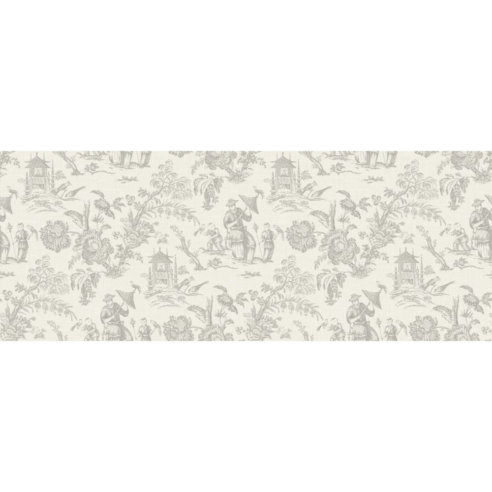 Seabrook Wallpaper FC62808F Chinoiserie Linen Fabric in French Grey