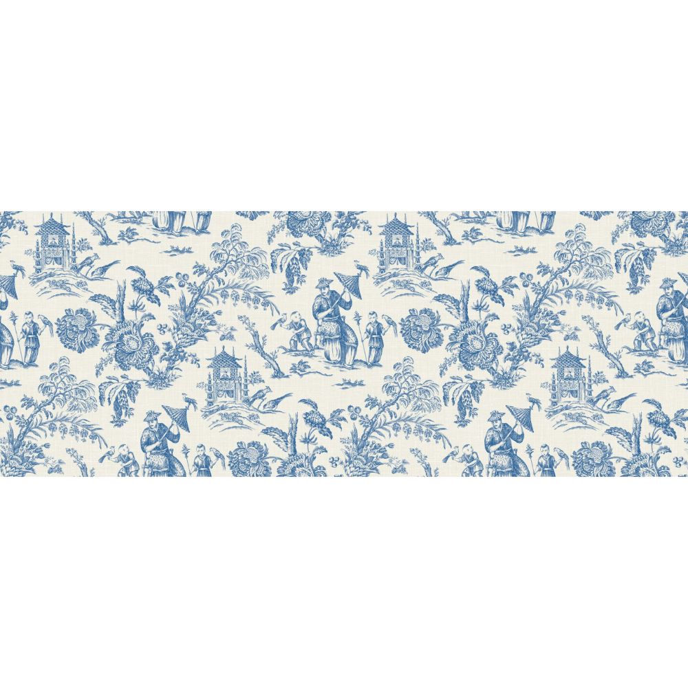 Seabrook Wallpaper FC62812F Chinoiserie Linen Fabric in Denim Wash