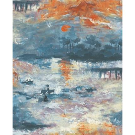 Seabrook Wallpaper FI70002 French Impressionist Nautical Sunset Wallapper