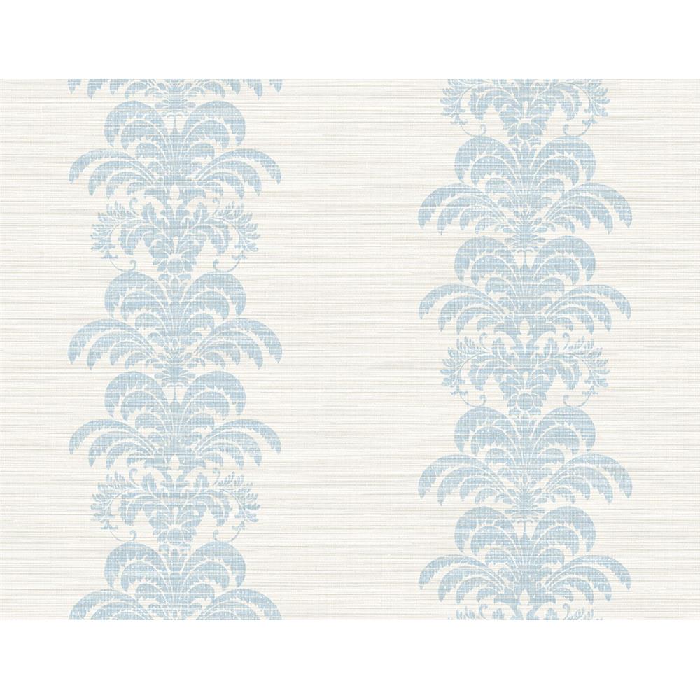 Seabrook Wallpaper LN10502 Palm Frond Stripe Stringcloth Wallpaper in Blue Frost and Bone White