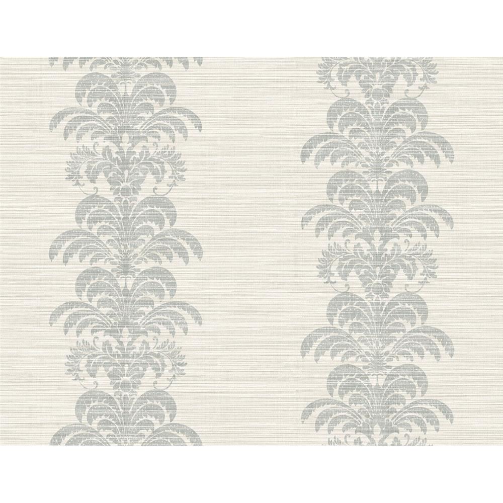 Seabrook Wallpaper LN10508 Palm Frond Stripe Stringcloth Wallpaper in Cove Gray and Alabaster