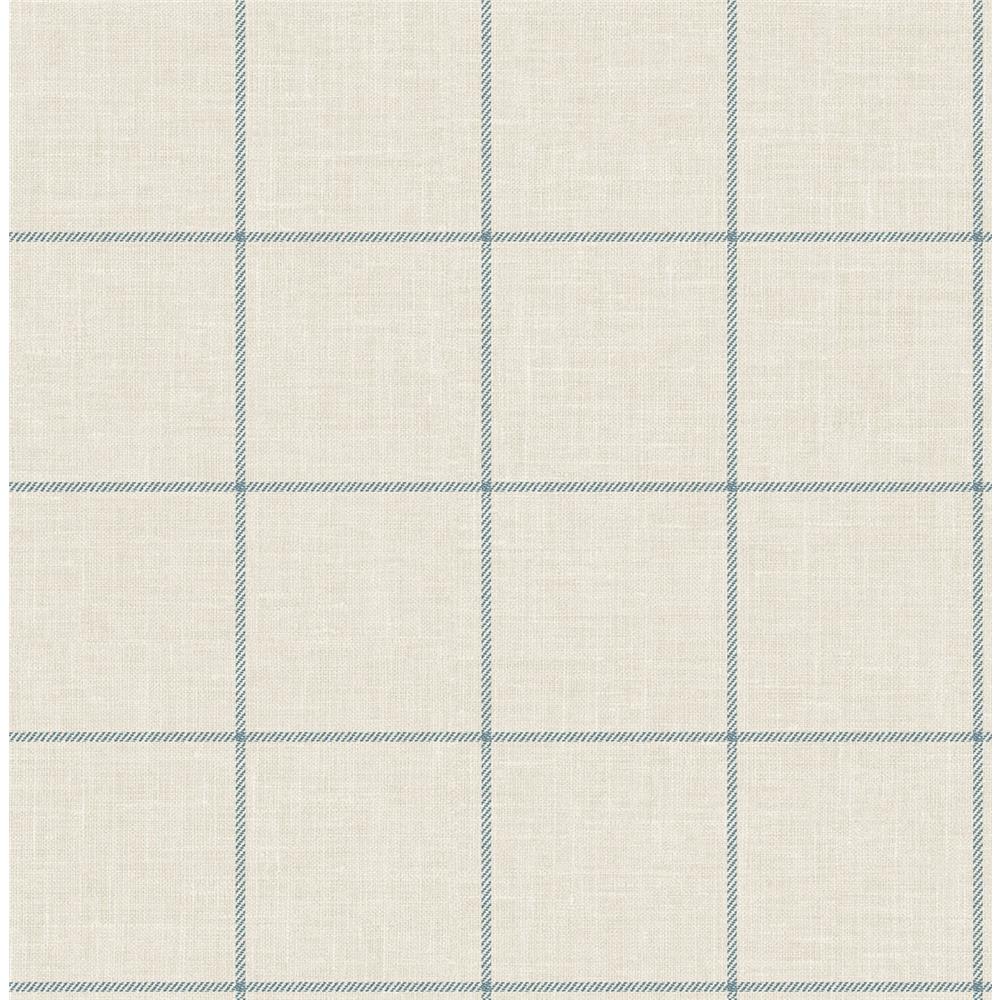 Seabrook Wallpaper LN10702 Linen Check Wallpaper in Alabaster and Air Force Blue