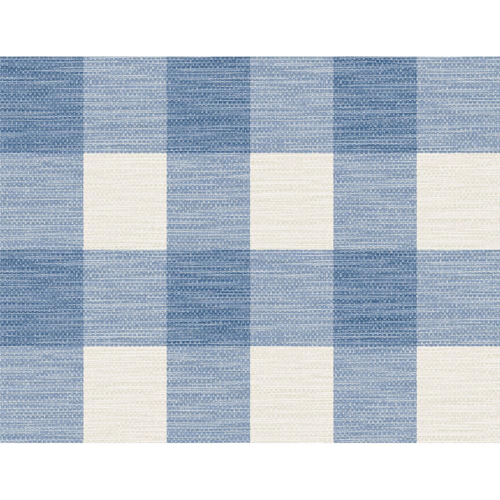 Seabrook Wallpaper LN10802 Rugby Gingham Wallpaper in Coastal Blue and Ivory