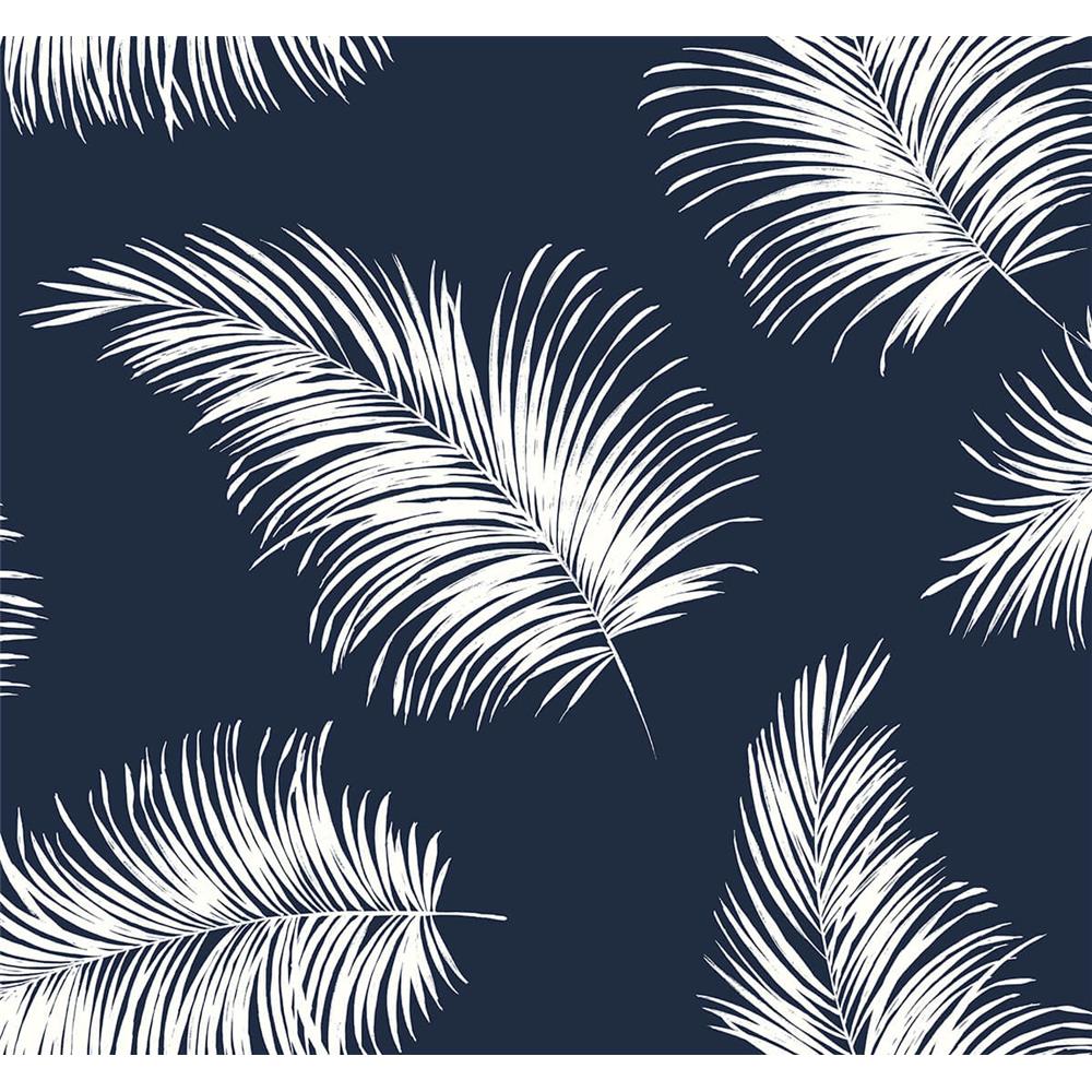 Seabrook Wallpaper LN20322 Lillian August Tossed Palm Wallpaper LN20322 in Navy Blue