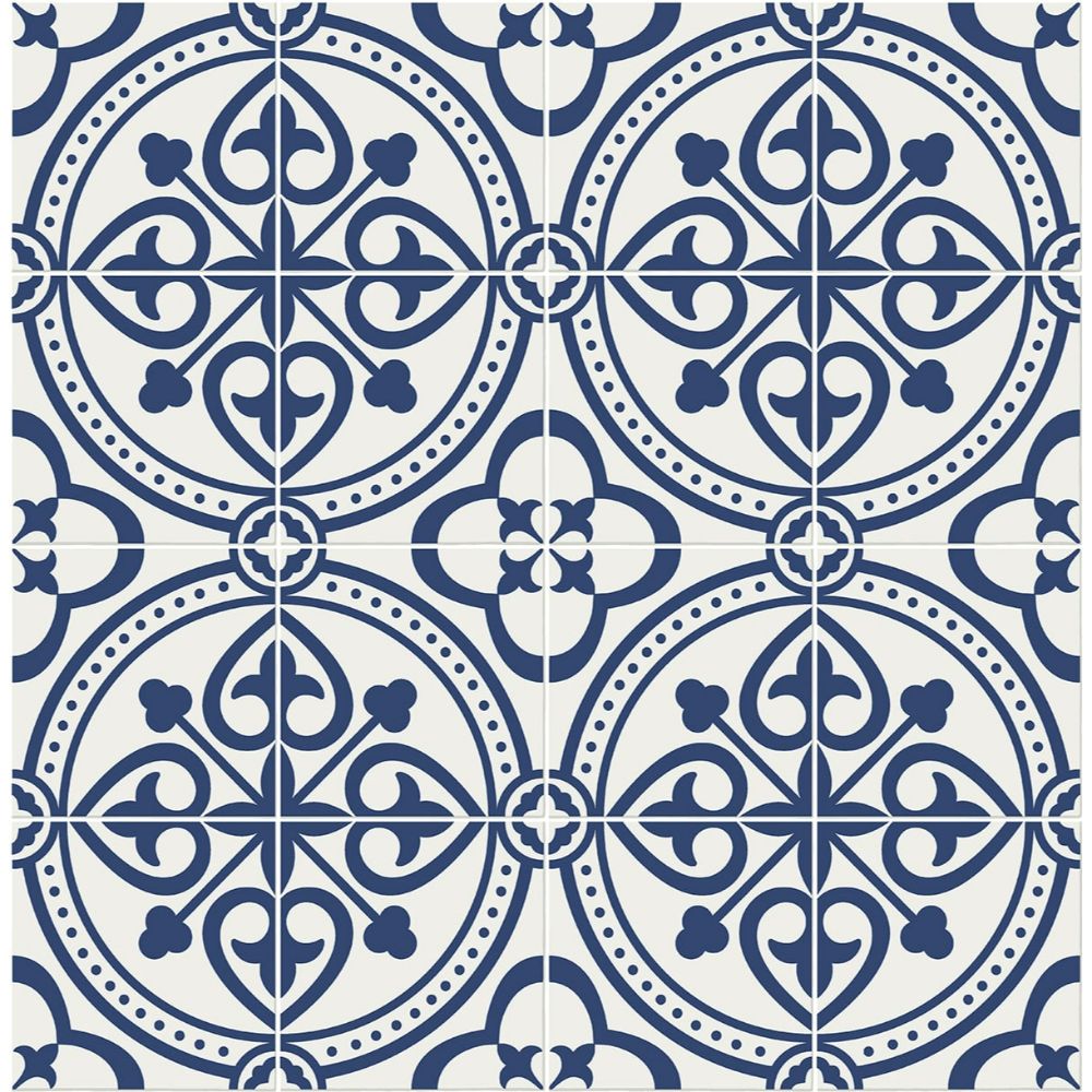 Seabrook Wallpaper LN30312 Villa Mar Tile Wallpaper in Denim Blue
