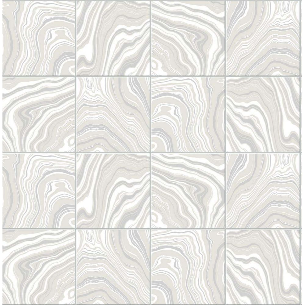 Seabrook Wallpaper LN30608 Marbled Tile Wallpaper in Quartz