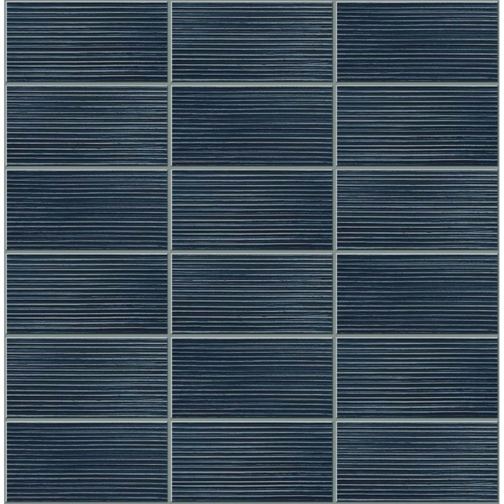 Seabrook Wallpaper LN30812 Rib Tile Wallpaper in Denim Blue
