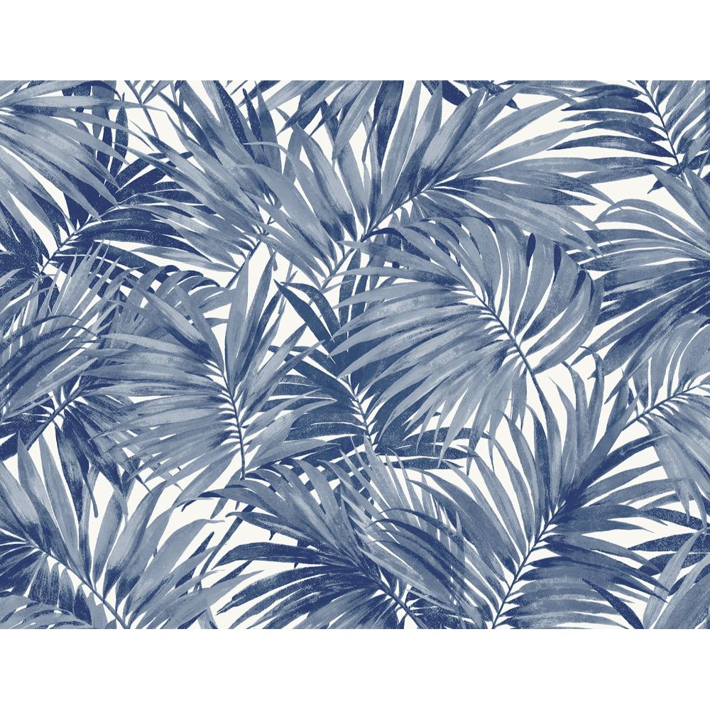 Seabrook Wallpaper LN40712 Cordelia Tossed Palms Wallpaper in Pacific Blue