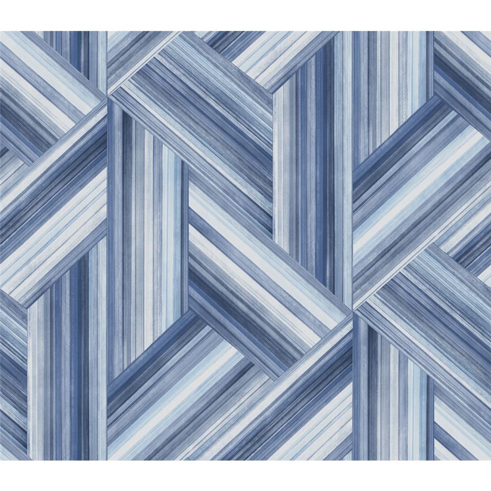 Seabrook Designs LW50102 Living with Art Geo Inlay Wallpaper in Denim and Sky Blue