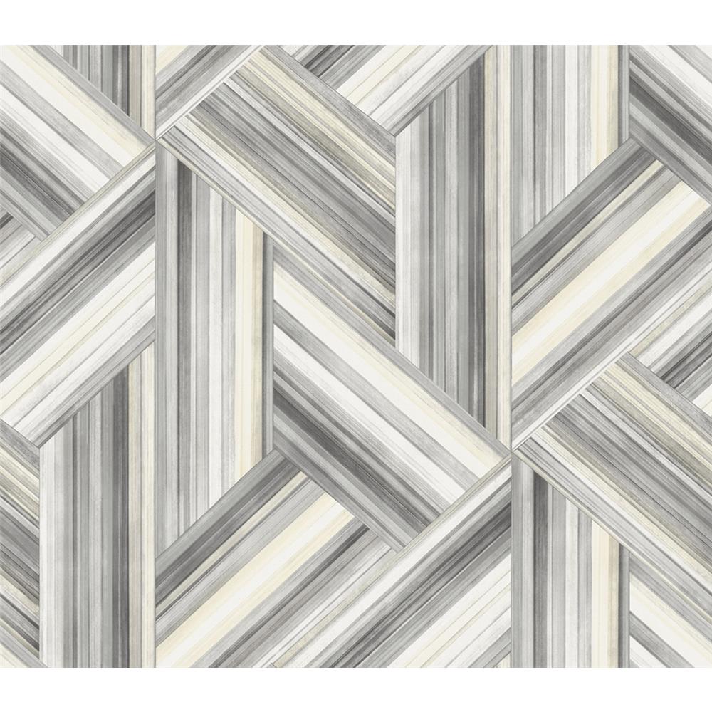 Seabrook Designs LW50108 Living with Art Geo Inlay Wallpaper in Cove Gray and Carrara