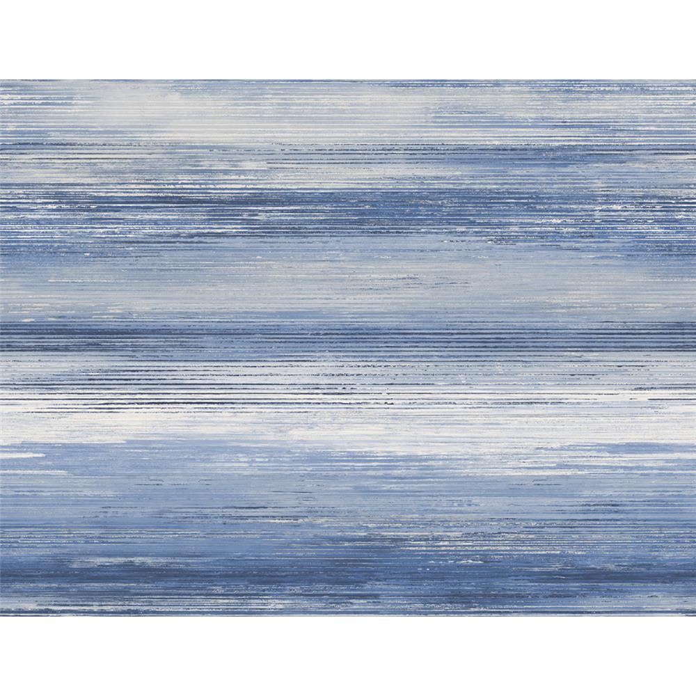 Seabrook Designs LW50402 Living with Art Sunset Stripes Wallpaper in Moody Blue and Frost