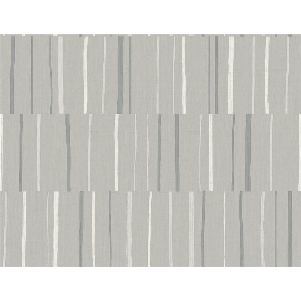 Seabrook Designs LW51208 Living with Art Block Lines Wallpaper in Metallic Silver and Cove Gray