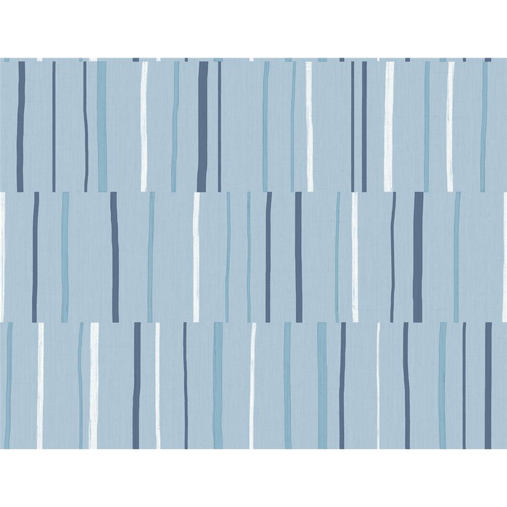 Seabrook Designs LW51212 Living with Art Block Lines Wallpaper in Bluebird, Navy, and Glacier White