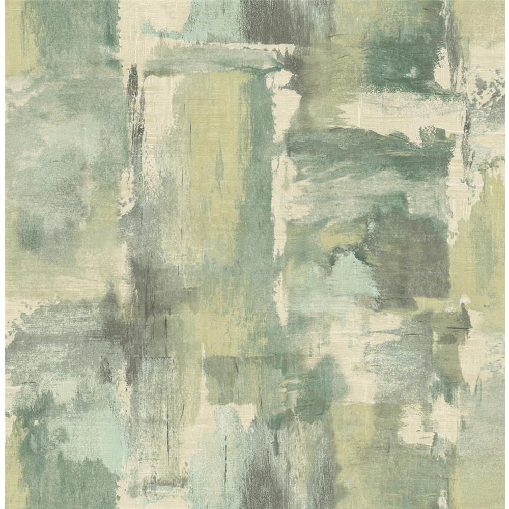 Seabrook Designs LW51304 Living with Art Dry Brush Faux Wallpaper in Everglades and Moss Green