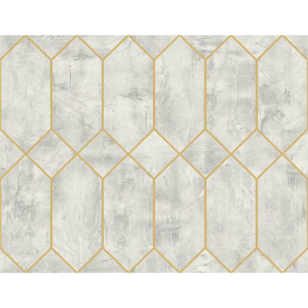 Seabrook Designs LW51610 Living with Art Geo Faux Wallpaper in Silver Birch and Metallic Gold