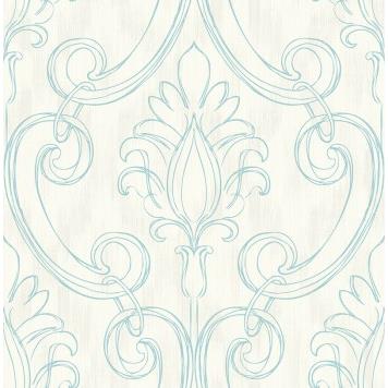 Seabrook MT80002 SEABROOK DESIGNS-MONTAGE POMERELLE Wallpaper in Blue/ Off White