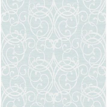 Seabrook MT81107 SEABROOK DESIGNS-MONTAGE SILVERTON SCROLL Wallpaper in Gray/ White