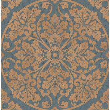 Seabrook MT81402 SEABROOK DESIGNS-MONTAGE MARQUETTE Wallpaper in Blue/ Brown