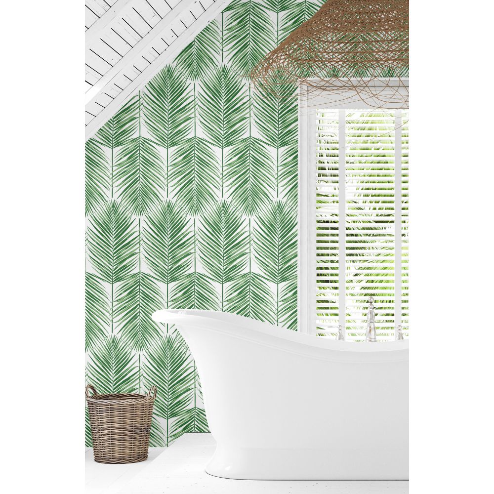 Seabrook Wallpaper Paradise Palm Prepasted Wallpaper in Greenery