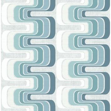 Seabrook RL60304 SEABROOK DESIGNS-RETRO LIVING FONZIE Wallpaper in Blue/ Neutrals/ White