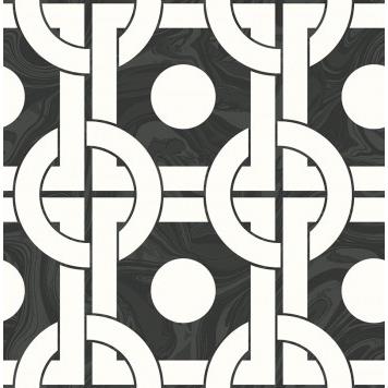 Seabrook RL60800 SEABROOK DESIGNS-RETRO LIVING MINDY Wallpaper in Black/ Off White