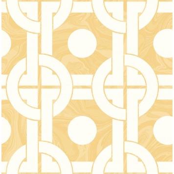 Seabrook RL60805 SEABROOK DESIGNS-RETRO LIVING MINDY Wallpaper in White/ Yellow/Gold