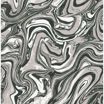 Seabrook RL60900 SEABROOK DESIGNS-RETRO LIVING MINDY MARBLE Wallpaper in Black/ Gray/ Off White