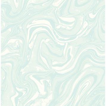 Seabrook RL60902 SEABROOK DESIGNS-RETRO LIVING MINDY MARBLE Wallpaper in Blue/ Off White