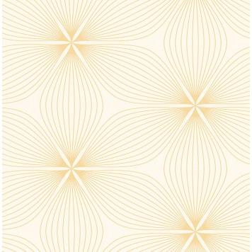 Seabrook RL61105 SEABROOK DESIGNS-RETRO LIVING LUCY Wallpaper in Metallic Gold/ White