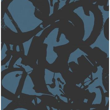 Seabrook RL61302 SEABROOK DESIGNS-RETRO LIVING LAVERNE Wallpaper in Black/ Blue