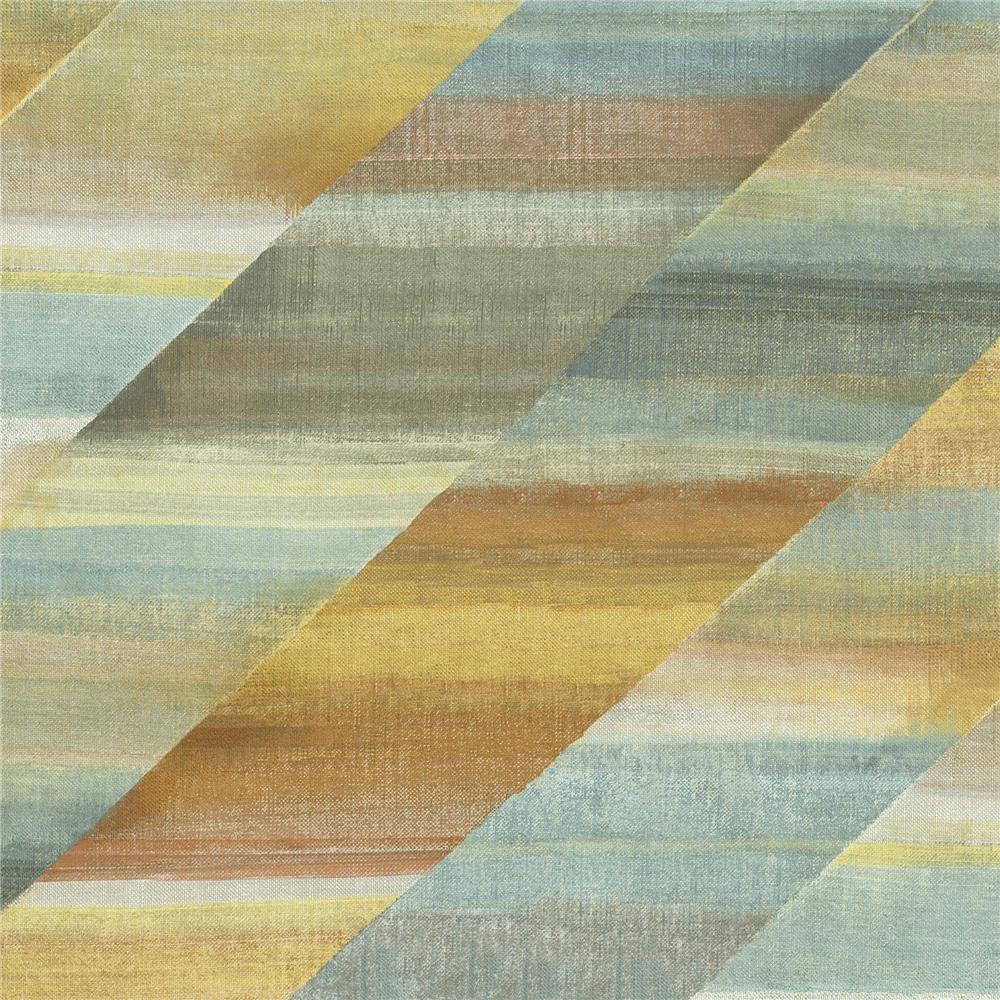 Seabrook Designs RY30303 Boho Rhapsody Rainbow Diagonals Wallpaper in Burnt Orange, Dandelion, and Seafoam