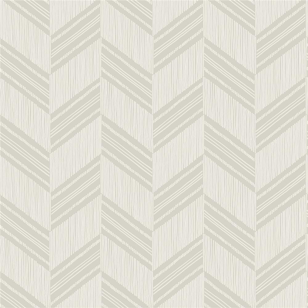 Seabrook Designs RY30405 Boho Rhapsody Boho Chevron Stripe-Stringcloth Wallpaper in Cinder Gray and Ivory