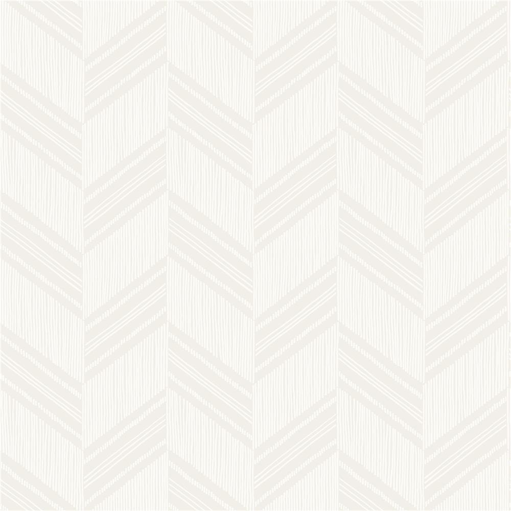 Seabrook Designs RY30410 Boho Rhapsody Boho Chevron Stripe Wallpaper in Daydream Gray and Ivory
