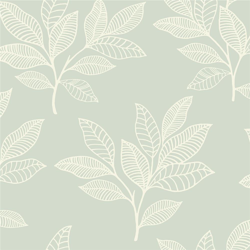 Seabrook Designs RY30804 Boho Rhapsody Paradise Leaves Wallpaper in Mint