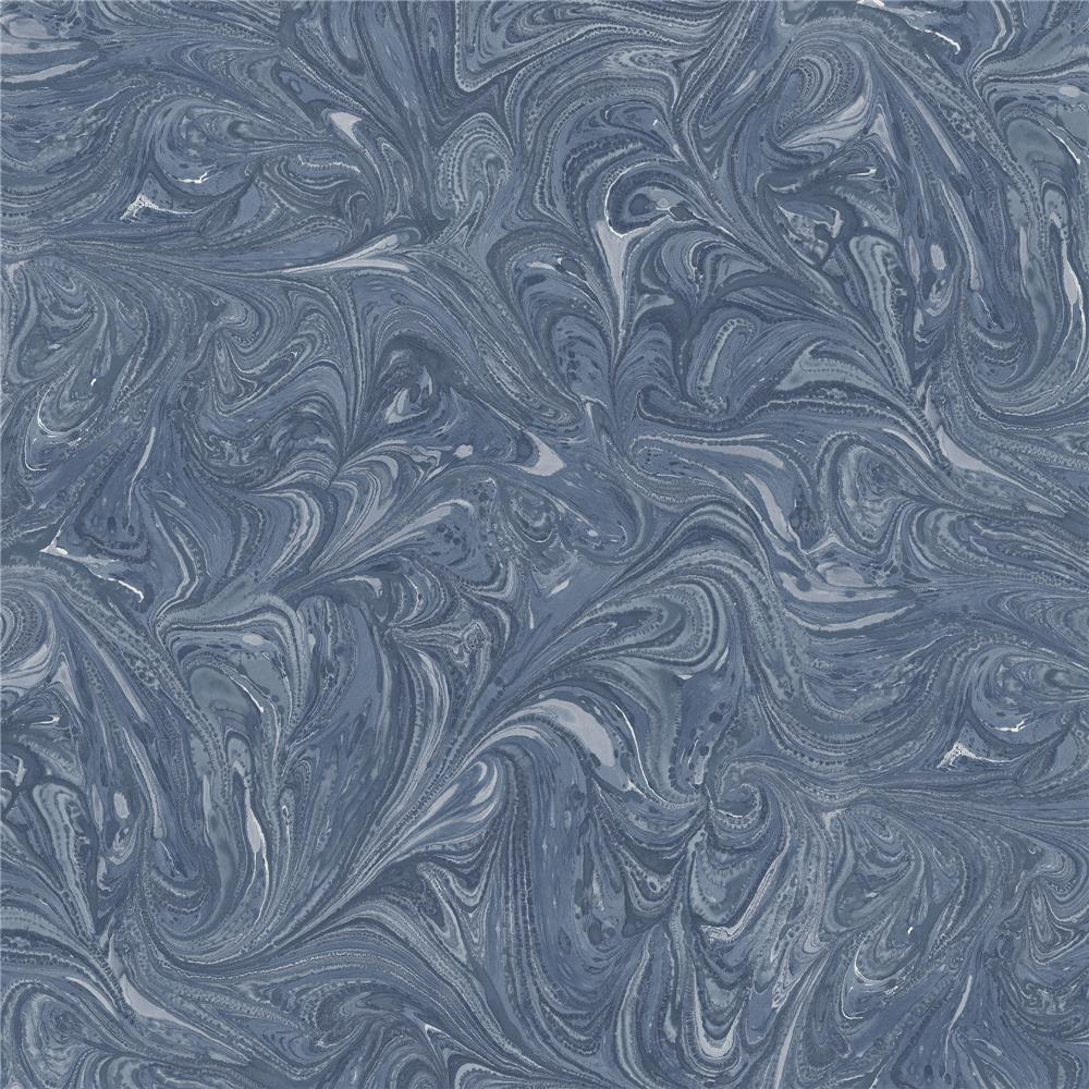 Seabrook Designs RY31102 Boho Rhapsody Sierra Marble Wallpaper in Washed Denim
