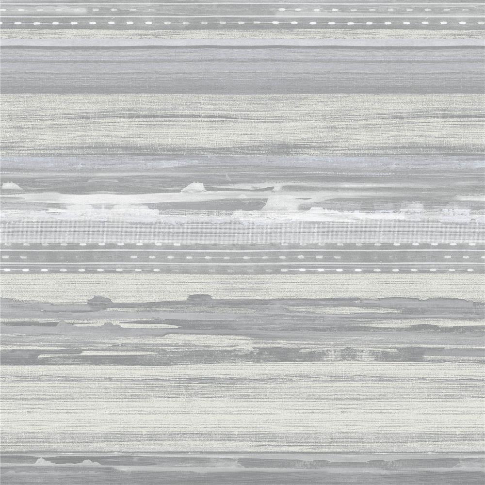 Seabrook Designs RY31310 Boho Rhapsody Horizon Brushed Stripe Wallpaper in Cinder Gray and Ivory