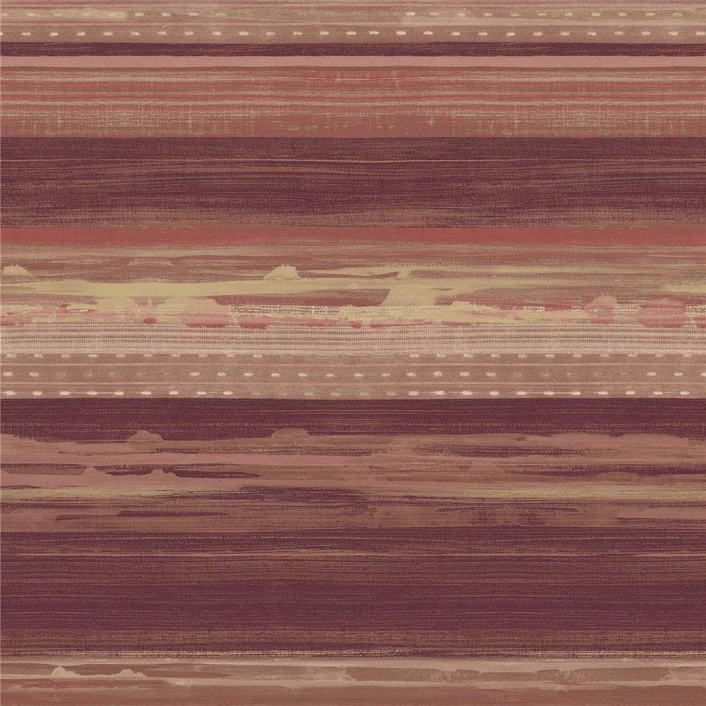 Seabrook Designs RY31311 Boho Rhapsody Horizon Brushed Stripe Wallpaper in Maroon, Taupe, and Blonde