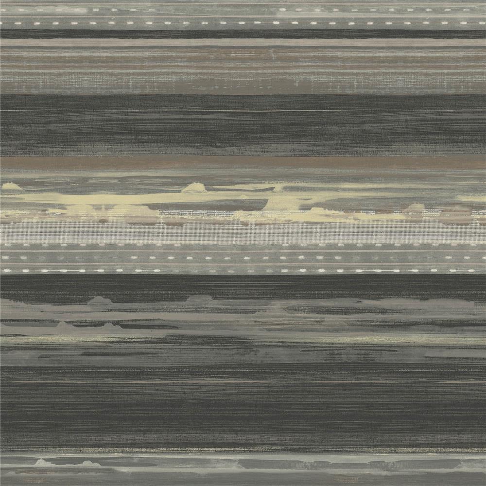 Seabrook Designs RY31320 Boho Rhapsody Horizon Brushed Stripe Wallpaper in Brushed Ebony, Walnut, and Blonde