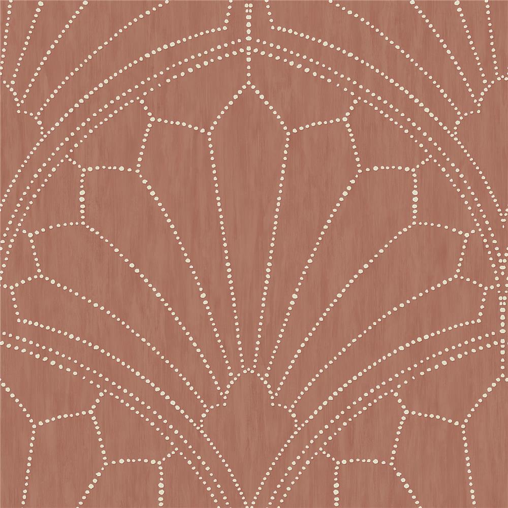 Seabrook Designs RY31501 Boho Rhapsody Scallop Medallion Wallpaper in Redwood and Ivory