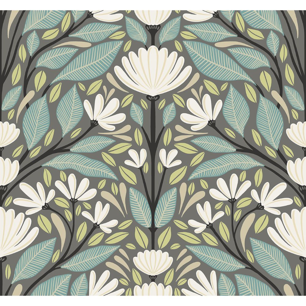 Seabrook Wallpaper SC20608 Carmela Folk Floral Wallpaper in Spirit Grey